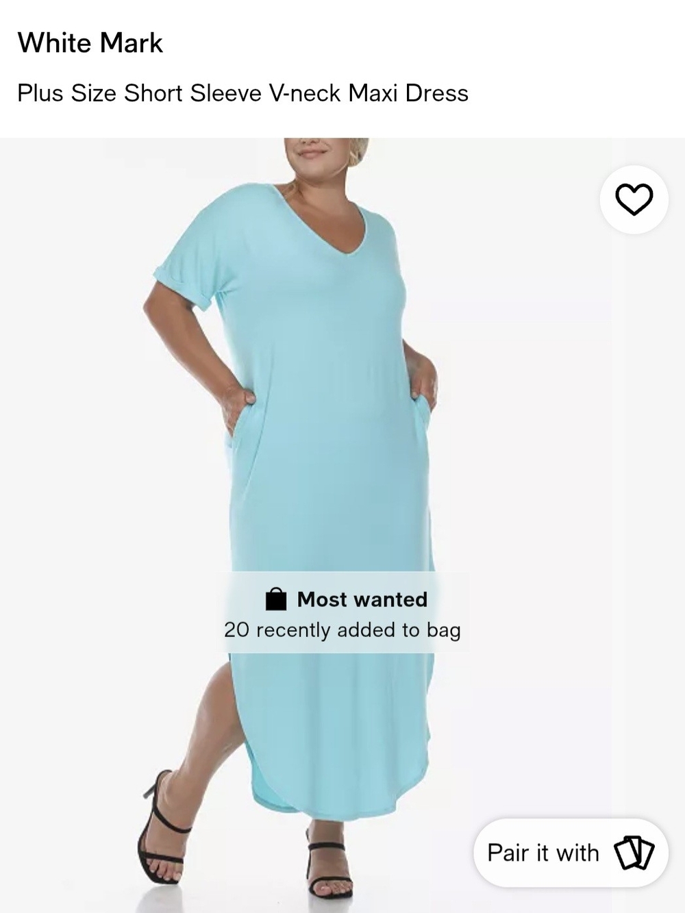 White Mark Plus Size V-Neck Maxi Dress in Aqua Blue